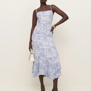 Reformation Aiko Dress Chloe Blue and White